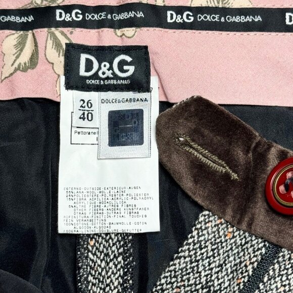 NWT D&G Dolce & Gabbana Short Capri Pants Sz 4 Brown Wool Tweed Cuffed Preppy - Picture 7 of 13